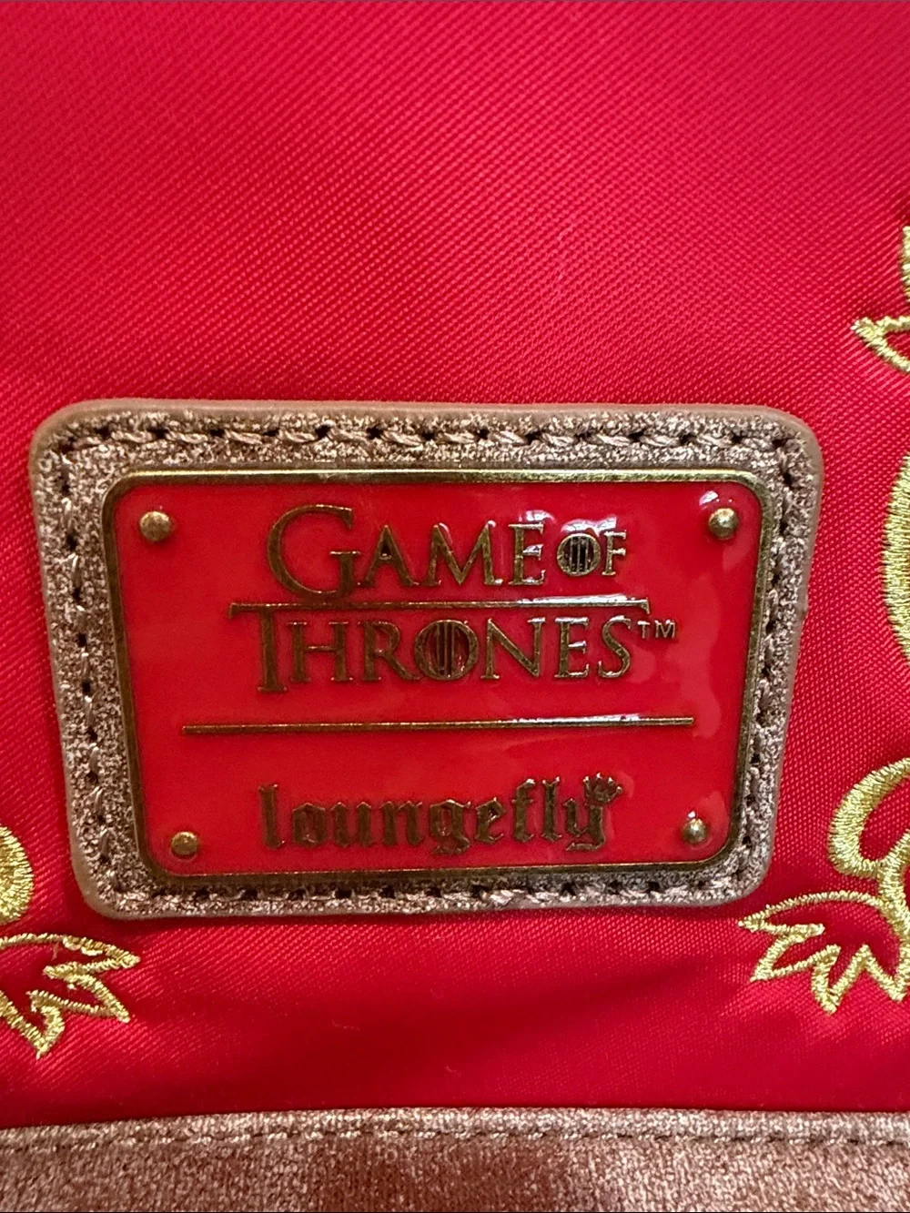 Loungefly Red & Gold Game of Thrones Lion Cosplay Mini Backpack
